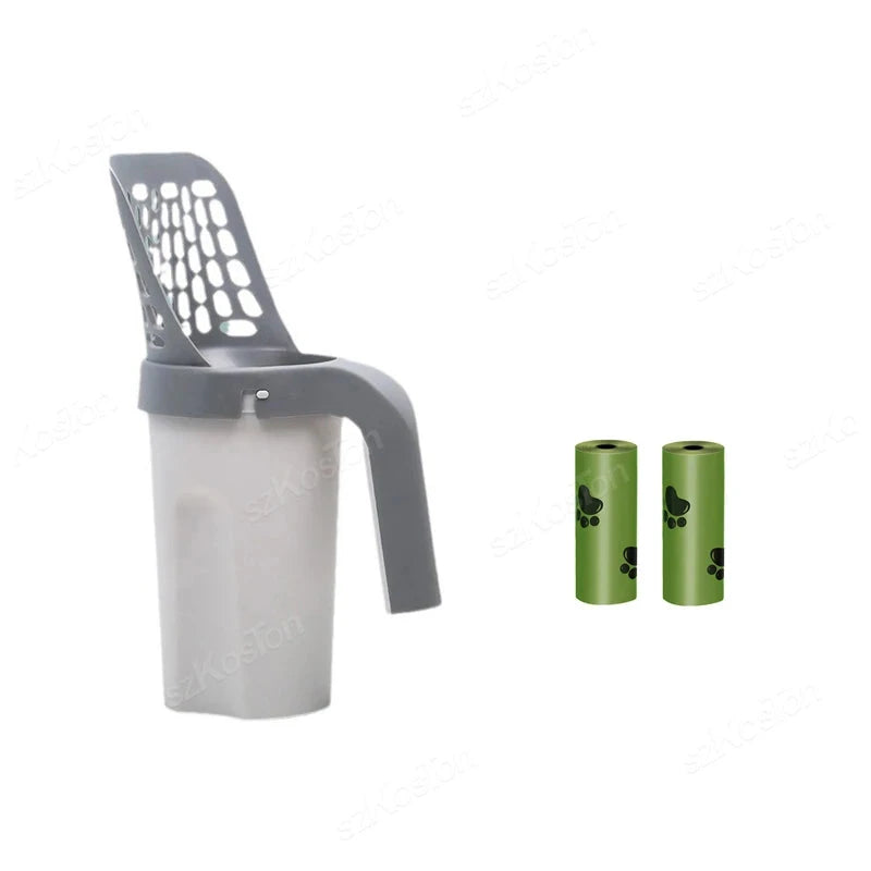 Self-Cleaning Cat Litter Scoop with Waste Bag Dispenser