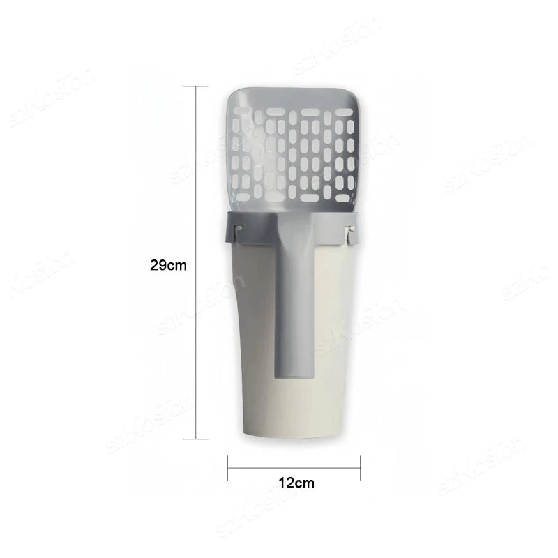 Self-Cleaning Cat Litter Scoop with Waste Bag Dispenser