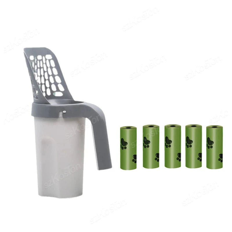 Self-Cleaning Cat Litter Scoop with Waste Bag Dispenser