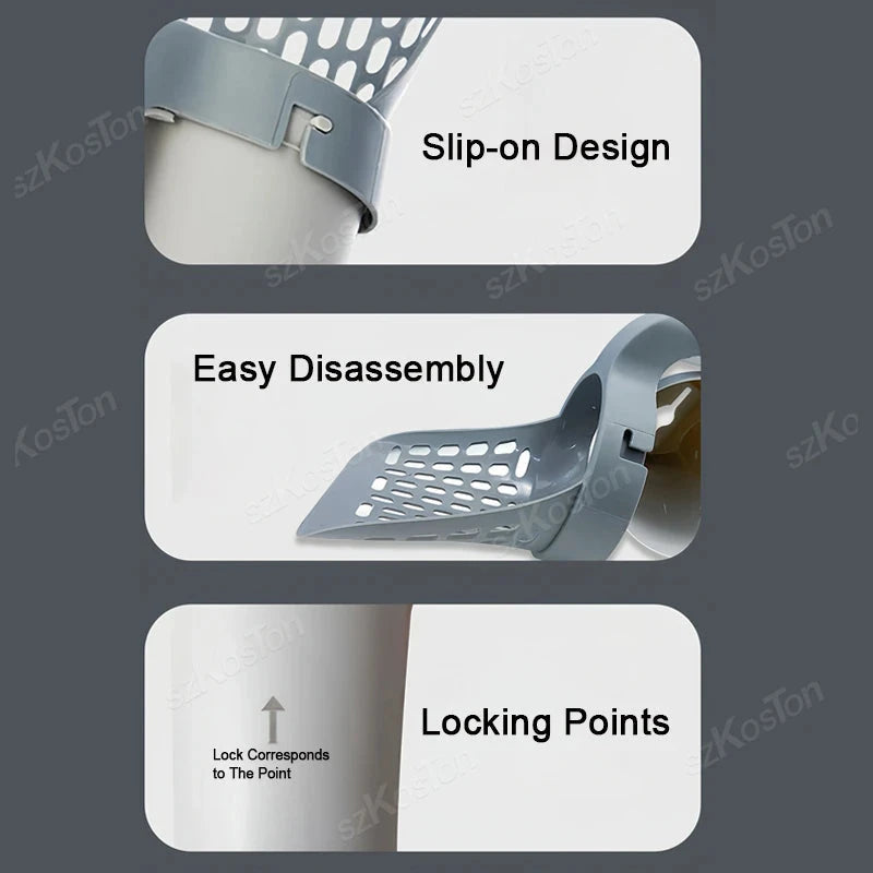 Self-Cleaning Cat Litter Scoop with Waste Bag Dispenser