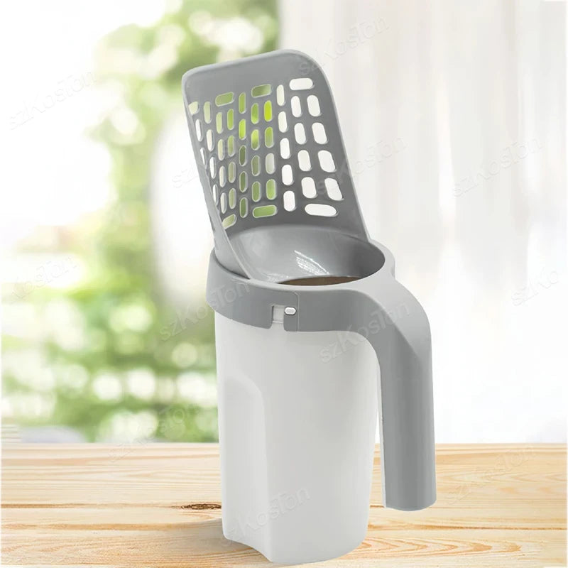 Self-Cleaning Cat Litter Scoop with Waste Bag Dispenser