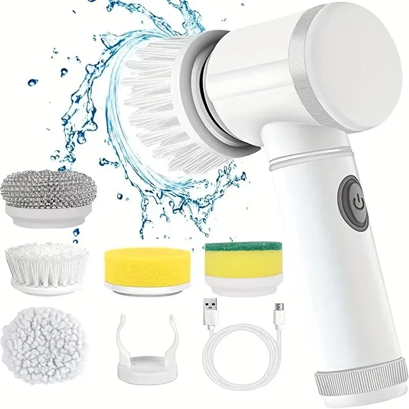 Cordless Electric Spin Scrubber - 5 Brush Heads