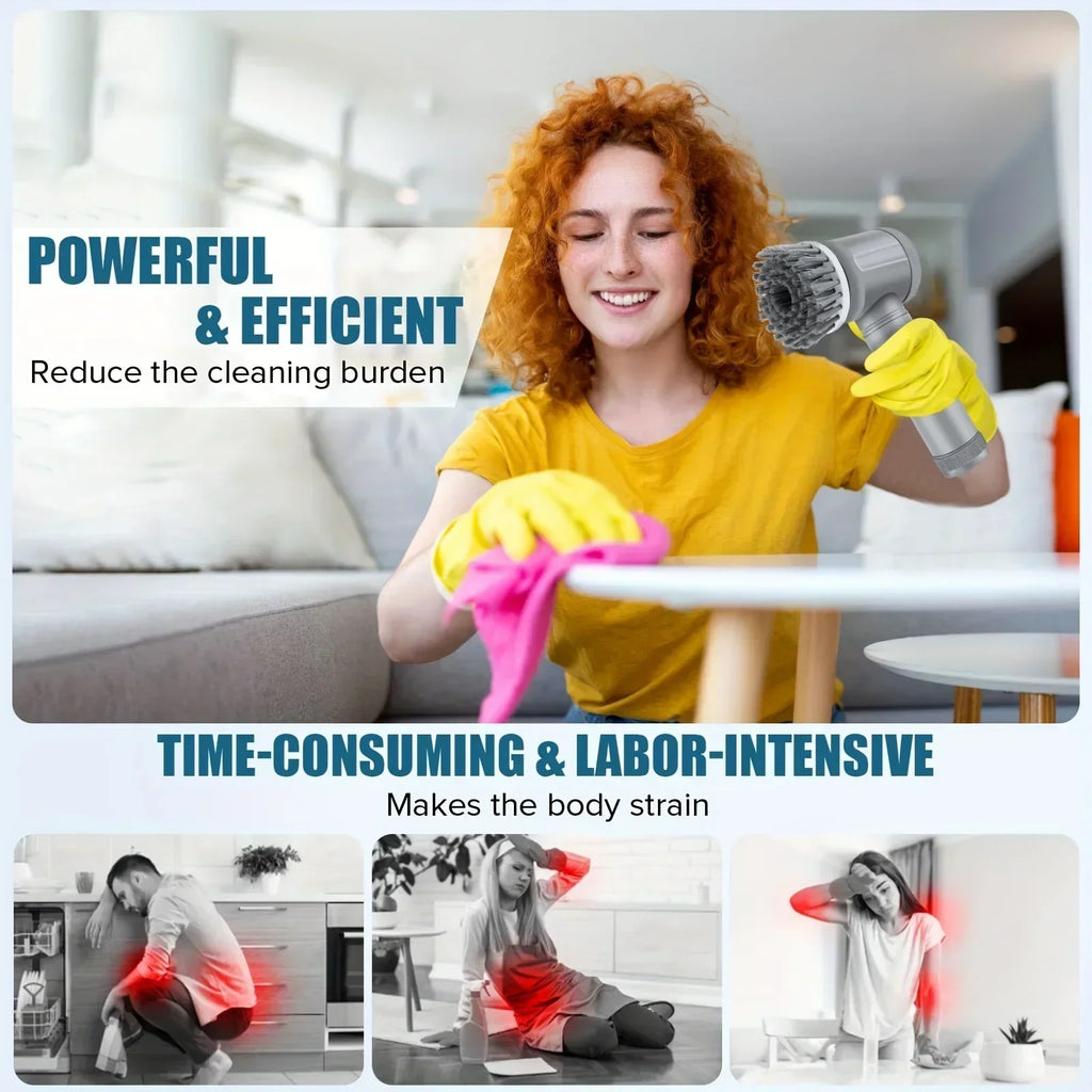 Cordless Electric Spin Scrubber - 5 Brush Heads