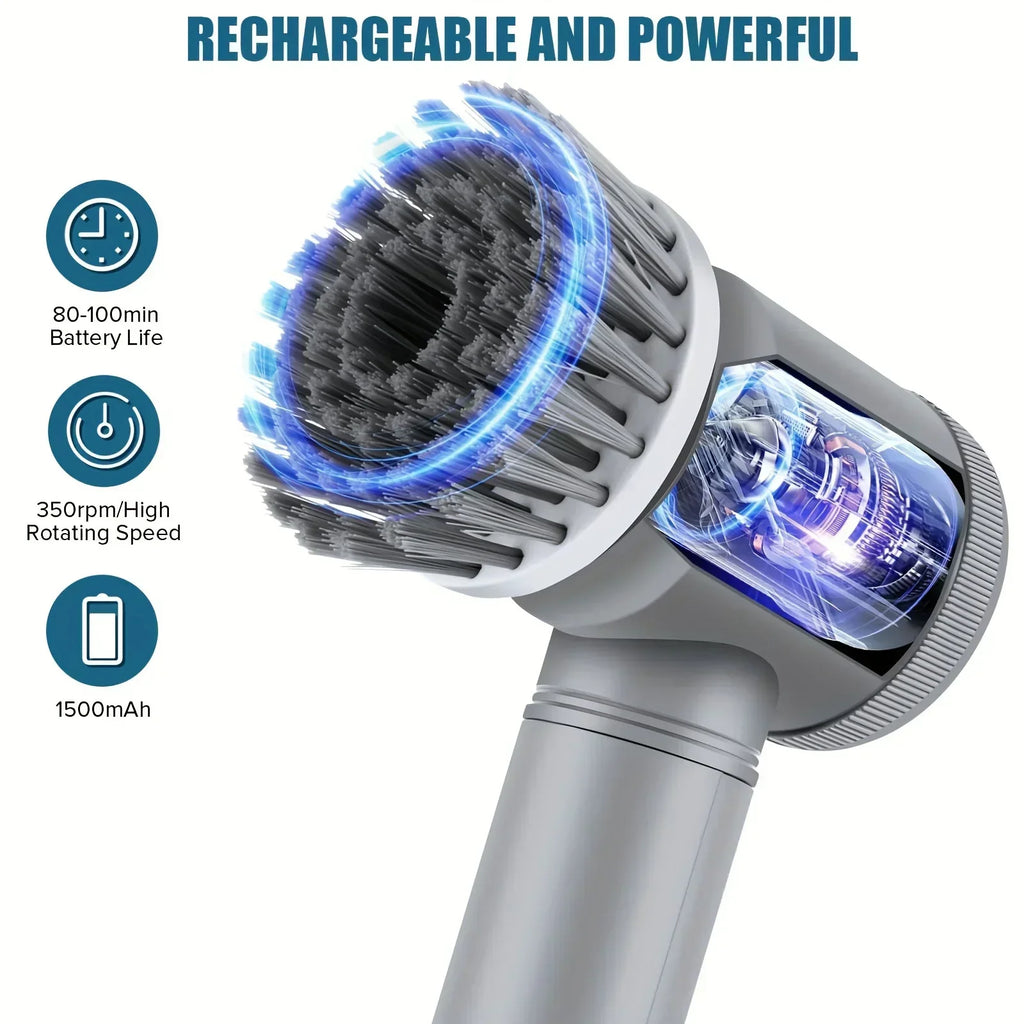 Cordless Electric Spin Scrubber - 5 Brush Heads