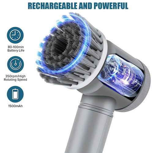 Cordless Electric Spin Scrubber - 5 Brush Heads